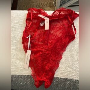 NWT Victoria’s Secret red lace crotchlesss teddy!